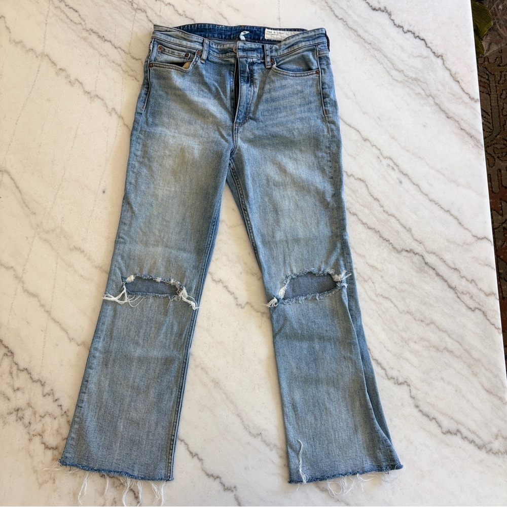 rag & bone Nina High-Waisted Ankle Distressed Flare Jeans